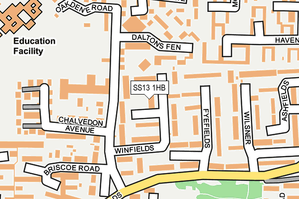 SS13 1HB map - OS OpenMap – Local (Ordnance Survey)