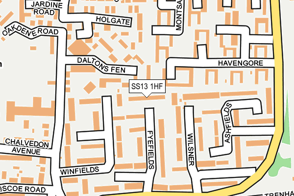 SS13 1HF map - OS OpenMap – Local (Ordnance Survey)