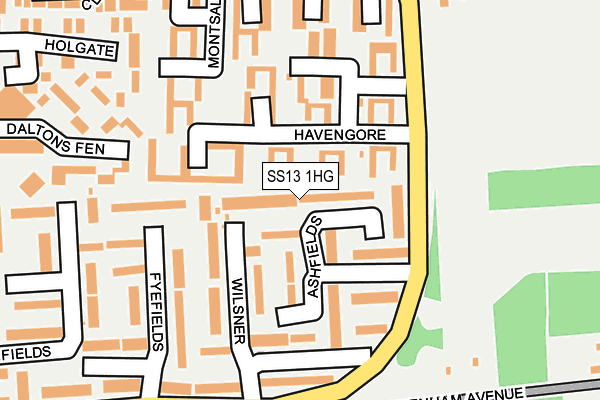 SS13 1HG map - OS OpenMap – Local (Ordnance Survey)