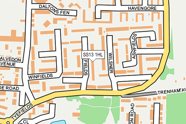 SS13 1HL map - OS OpenMap – Local (Ordnance Survey)