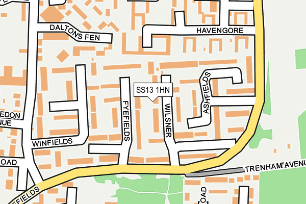 SS13 1HN map - OS OpenMap – Local (Ordnance Survey)