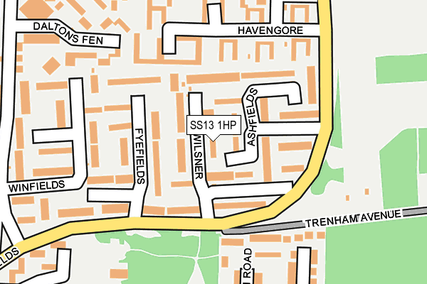 SS13 1HP map - OS OpenMap – Local (Ordnance Survey)