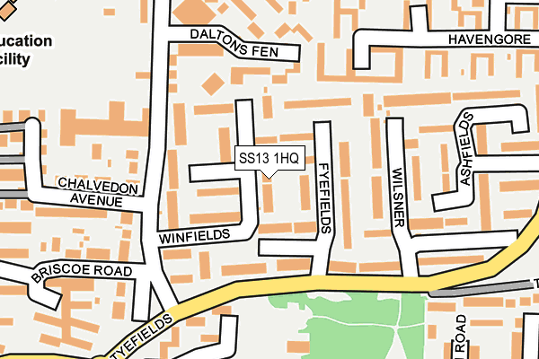 SS13 1HQ map - OS OpenMap – Local (Ordnance Survey)
