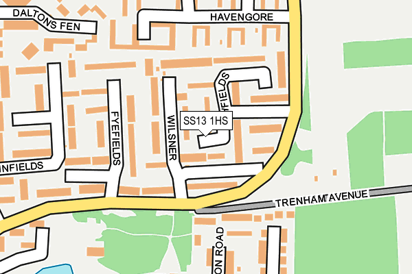 SS13 1HS map - OS OpenMap – Local (Ordnance Survey)