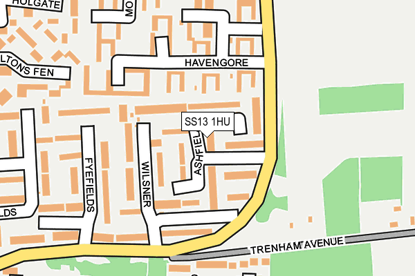 SS13 1HU map - OS OpenMap – Local (Ordnance Survey)