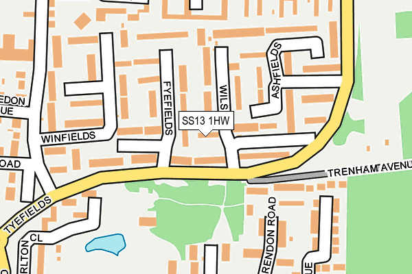 SS13 1HW map - OS OpenMap – Local (Ordnance Survey)