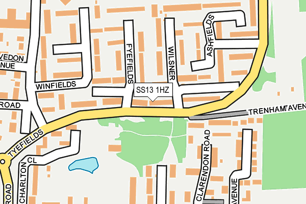 SS13 1HZ map - OS OpenMap – Local (Ordnance Survey)
