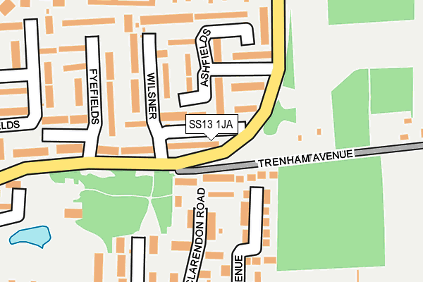 SS13 1JA map - OS OpenMap – Local (Ordnance Survey)