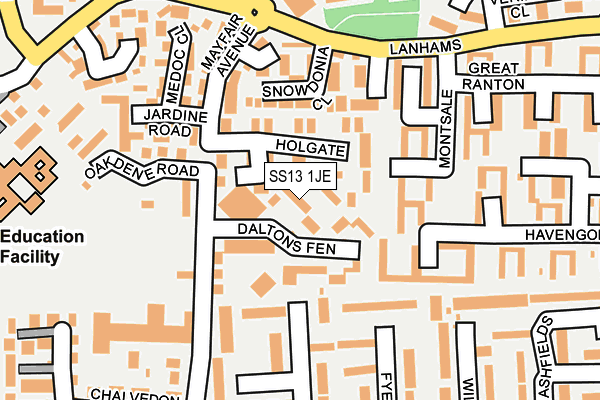 SS13 1JE map - OS OpenMap – Local (Ordnance Survey)
