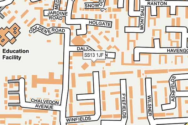 SS13 1JF map - OS OpenMap – Local (Ordnance Survey)