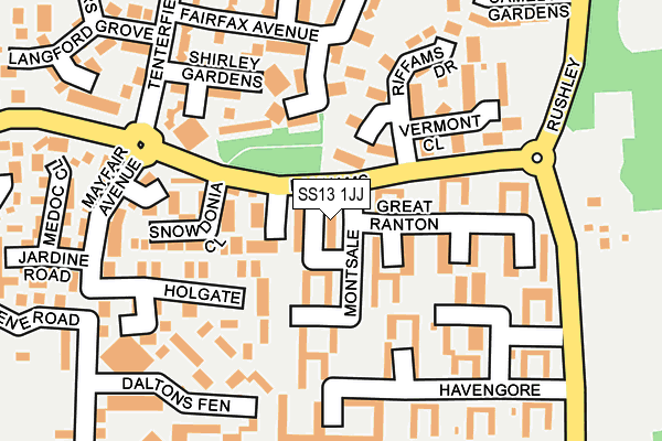 SS13 1JJ map - OS OpenMap – Local (Ordnance Survey)