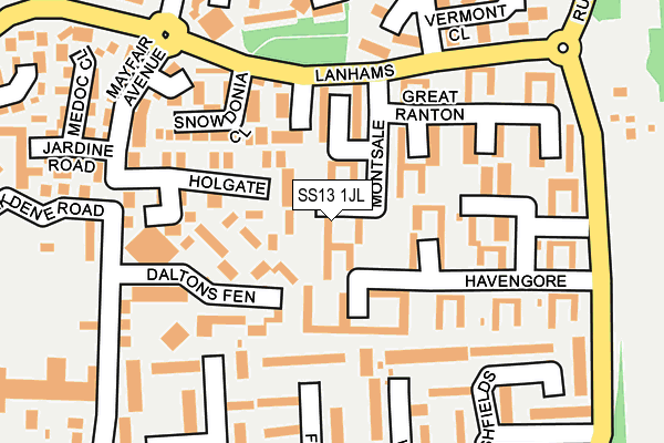 SS13 1JL map - OS OpenMap – Local (Ordnance Survey)