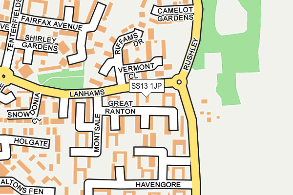 SS13 1JP map - OS OpenMap – Local (Ordnance Survey)