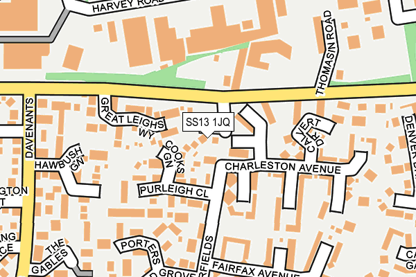 SS13 1JQ map - OS OpenMap – Local (Ordnance Survey)