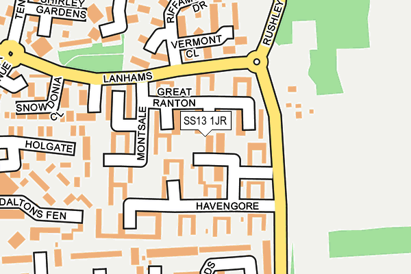 SS13 1JR map - OS OpenMap – Local (Ordnance Survey)