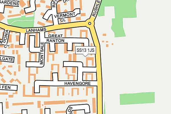 SS13 1JS map - OS OpenMap – Local (Ordnance Survey)