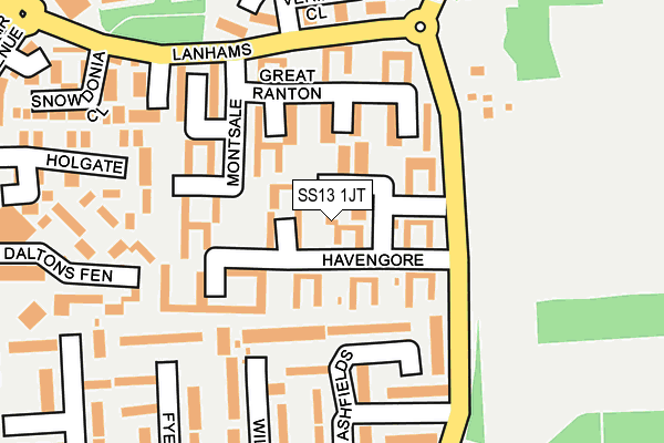 SS13 1JT map - OS OpenMap – Local (Ordnance Survey)