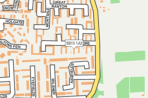 SS13 1JU map - OS OpenMap – Local (Ordnance Survey)