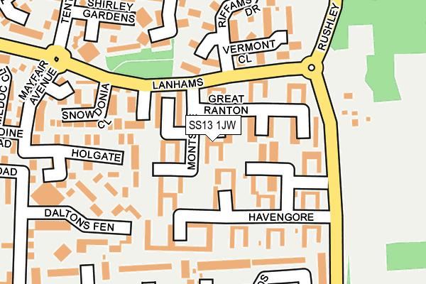 SS13 1JW map - OS OpenMap – Local (Ordnance Survey)