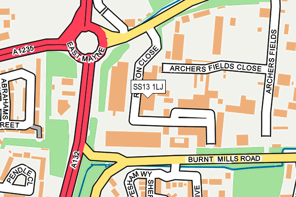SS13 1LJ map - OS OpenMap – Local (Ordnance Survey)