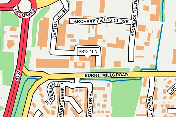 SS13 1LN map - OS OpenMap – Local (Ordnance Survey)