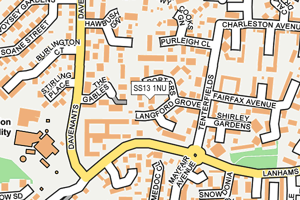 SS13 1NU map - OS OpenMap – Local (Ordnance Survey)