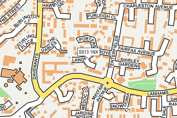 SS13 1NX map - OS OpenMap – Local (Ordnance Survey)