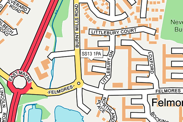 SS13 1PA map - OS OpenMap – Local (Ordnance Survey)