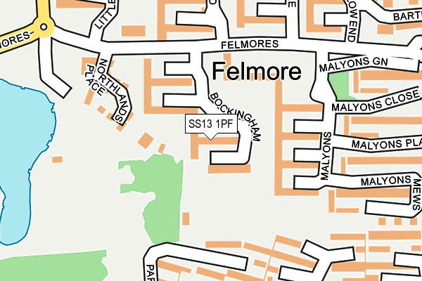 SS13 1PF map - OS OpenMap – Local (Ordnance Survey)