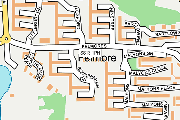 SS13 1PH map - OS OpenMap – Local (Ordnance Survey)