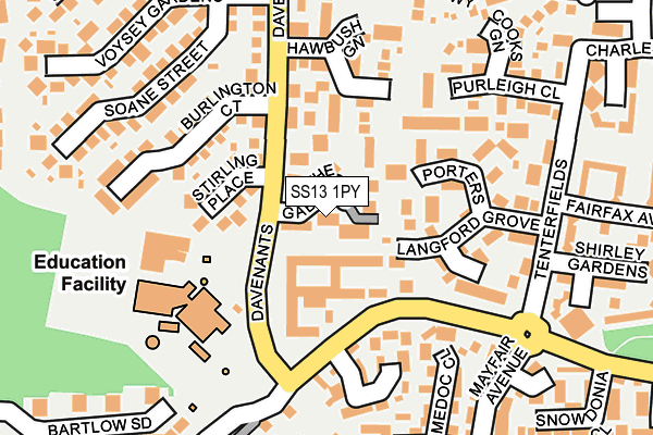 SS13 1PY map - OS OpenMap – Local (Ordnance Survey)