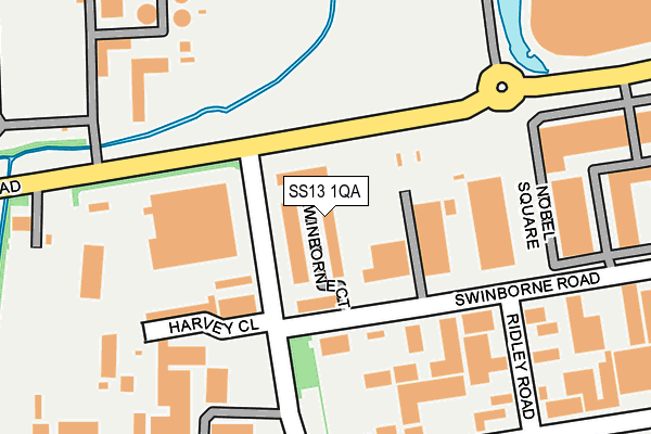 SS13 1QA map - OS OpenMap – Local (Ordnance Survey)