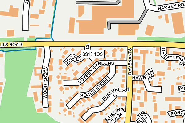 SS13 1QS map - OS OpenMap – Local (Ordnance Survey)