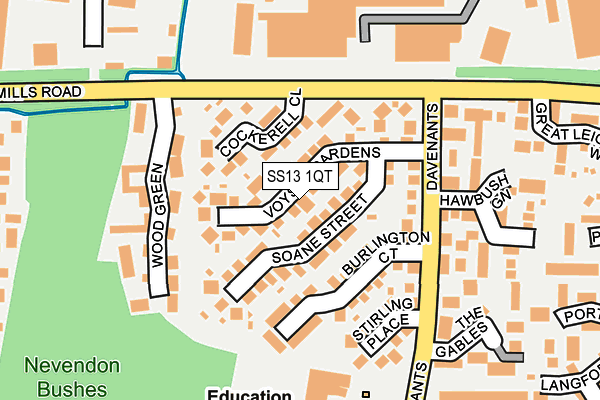 SS13 1QT map - OS OpenMap – Local (Ordnance Survey)