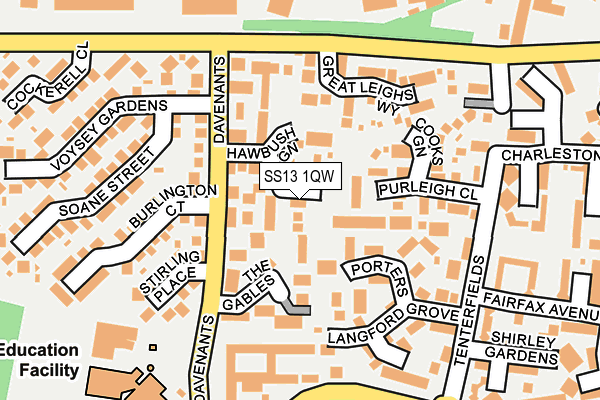 SS13 1QW map - OS OpenMap – Local (Ordnance Survey)