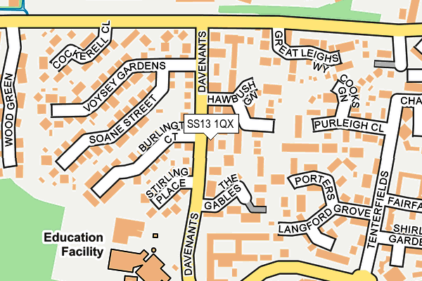 SS13 1QX map - OS OpenMap – Local (Ordnance Survey)