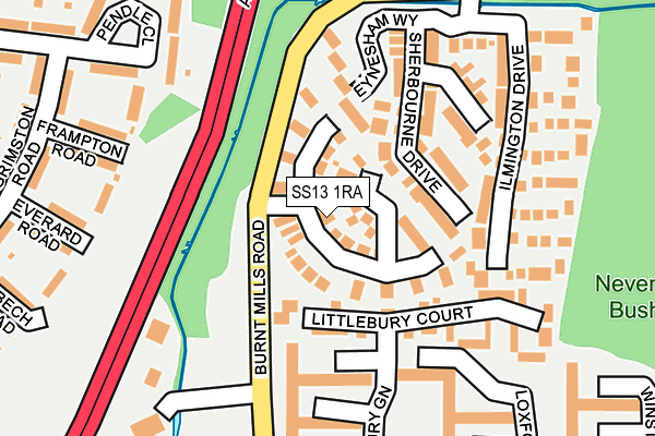 SS13 1RA map - OS OpenMap – Local (Ordnance Survey)