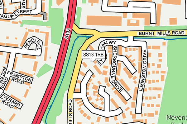 SS13 1RB map - OS OpenMap – Local (Ordnance Survey)