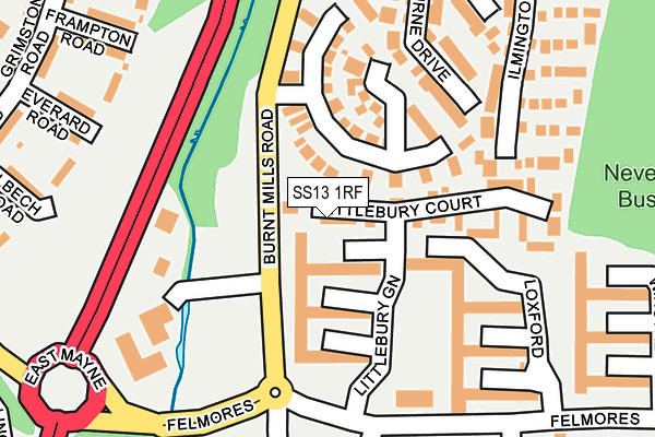 SS13 1RF map - OS OpenMap – Local (Ordnance Survey)