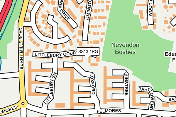 SS13 1RG map - OS OpenMap – Local (Ordnance Survey)