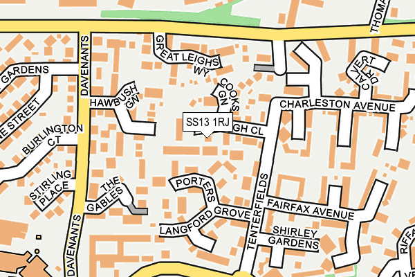 SS13 1RJ map - OS OpenMap – Local (Ordnance Survey)