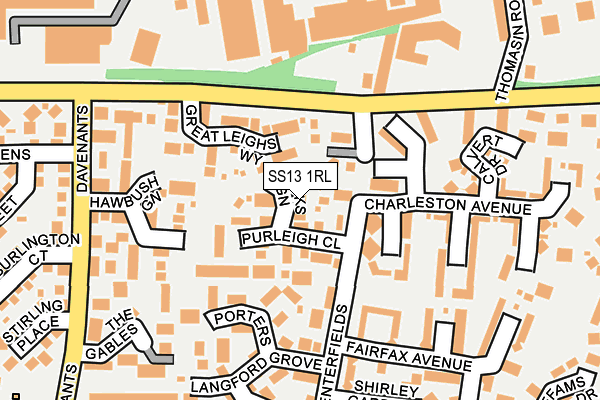 SS13 1RL map - OS OpenMap – Local (Ordnance Survey)