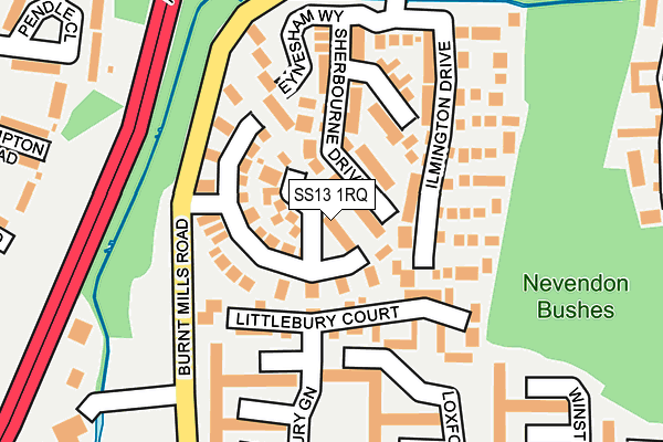 SS13 1RQ map - OS OpenMap – Local (Ordnance Survey)