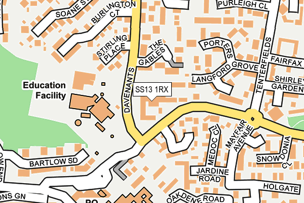 SS13 1RX map - OS OpenMap – Local (Ordnance Survey)