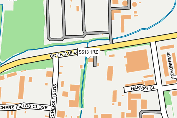 SS13 1RZ map - OS OpenMap – Local (Ordnance Survey)