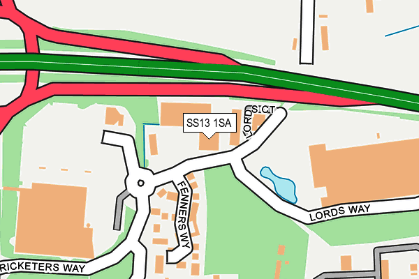 SS13 1SA map - OS OpenMap – Local (Ordnance Survey)