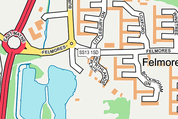 SS13 1SD map - OS OpenMap – Local (Ordnance Survey)