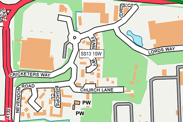 SS13 1SW map - OS OpenMap – Local (Ordnance Survey)