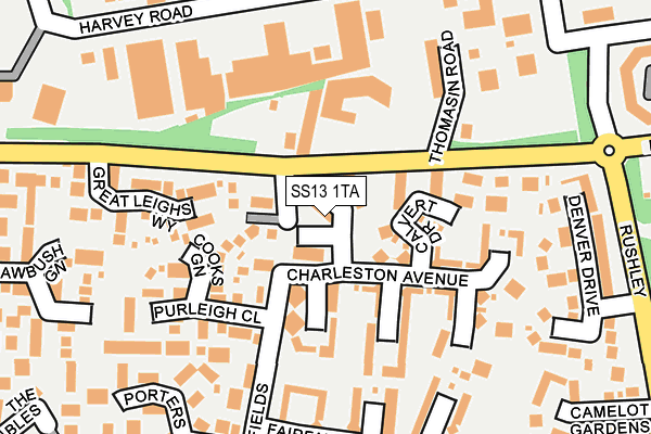 SS13 1TA map - OS OpenMap – Local (Ordnance Survey)