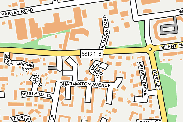 SS13 1TB map - OS OpenMap – Local (Ordnance Survey)